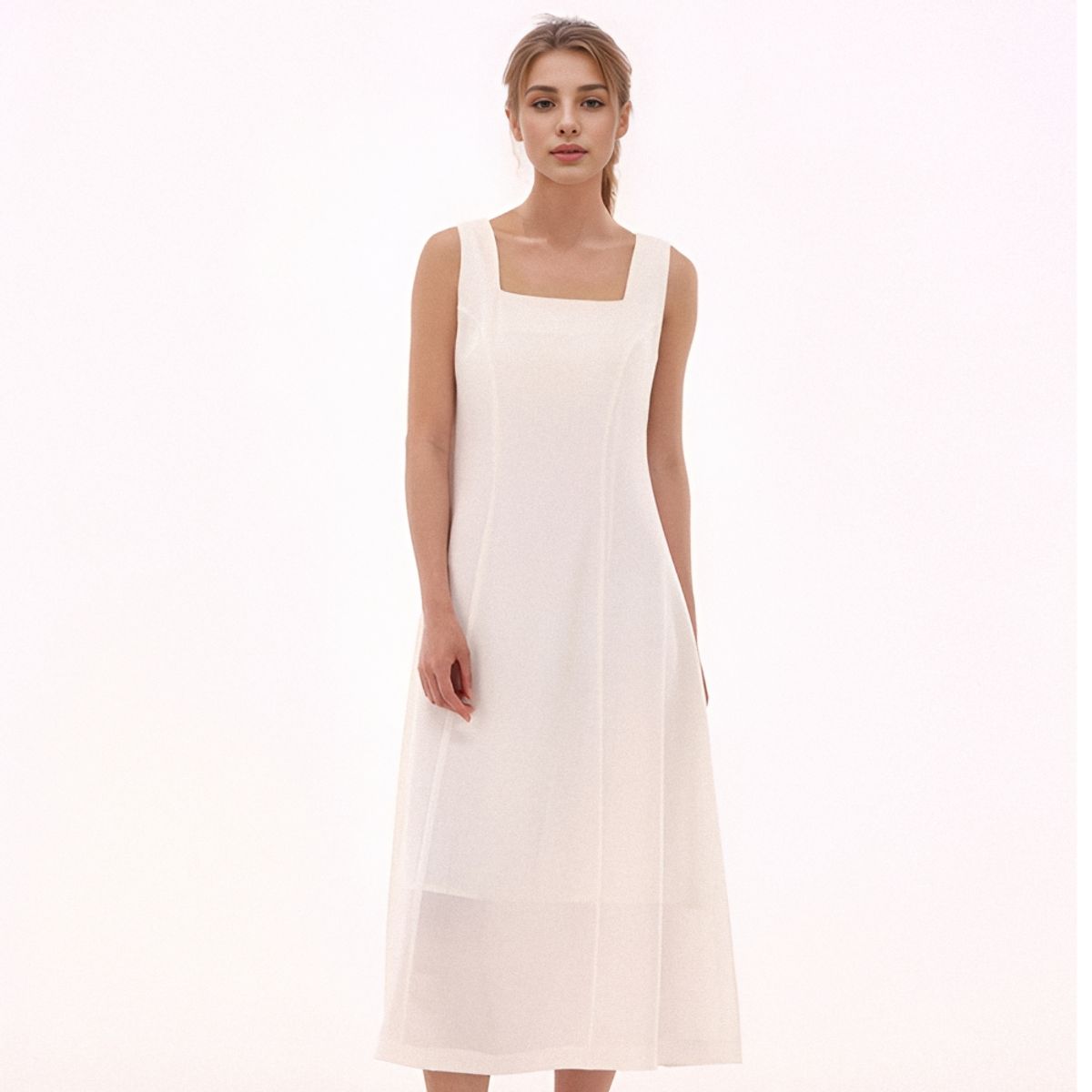 아쿠드(ACUD) Square neck Sleeveless Dress _White