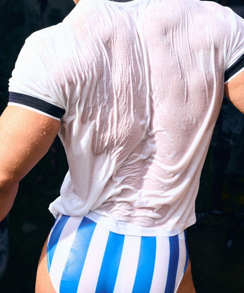 Stripe swim brief - Ocean Blue