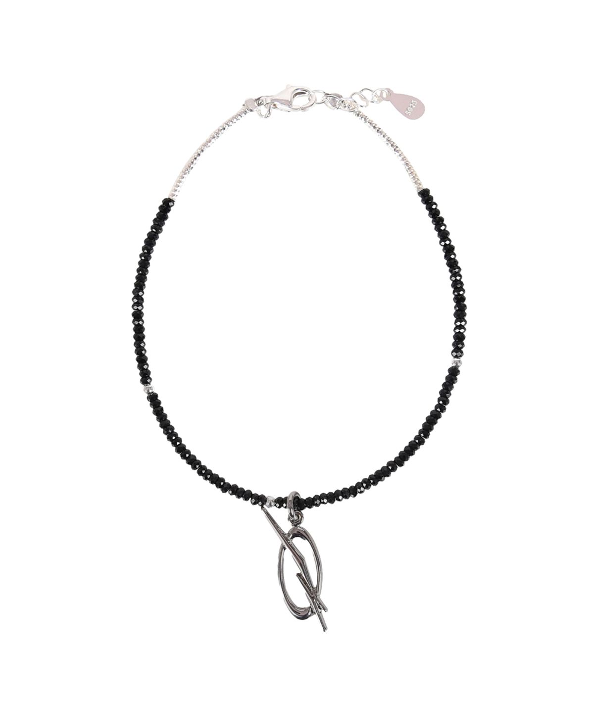 51퍼센트(51PERCENT) Black Spinel Logo Bracelet - Silver