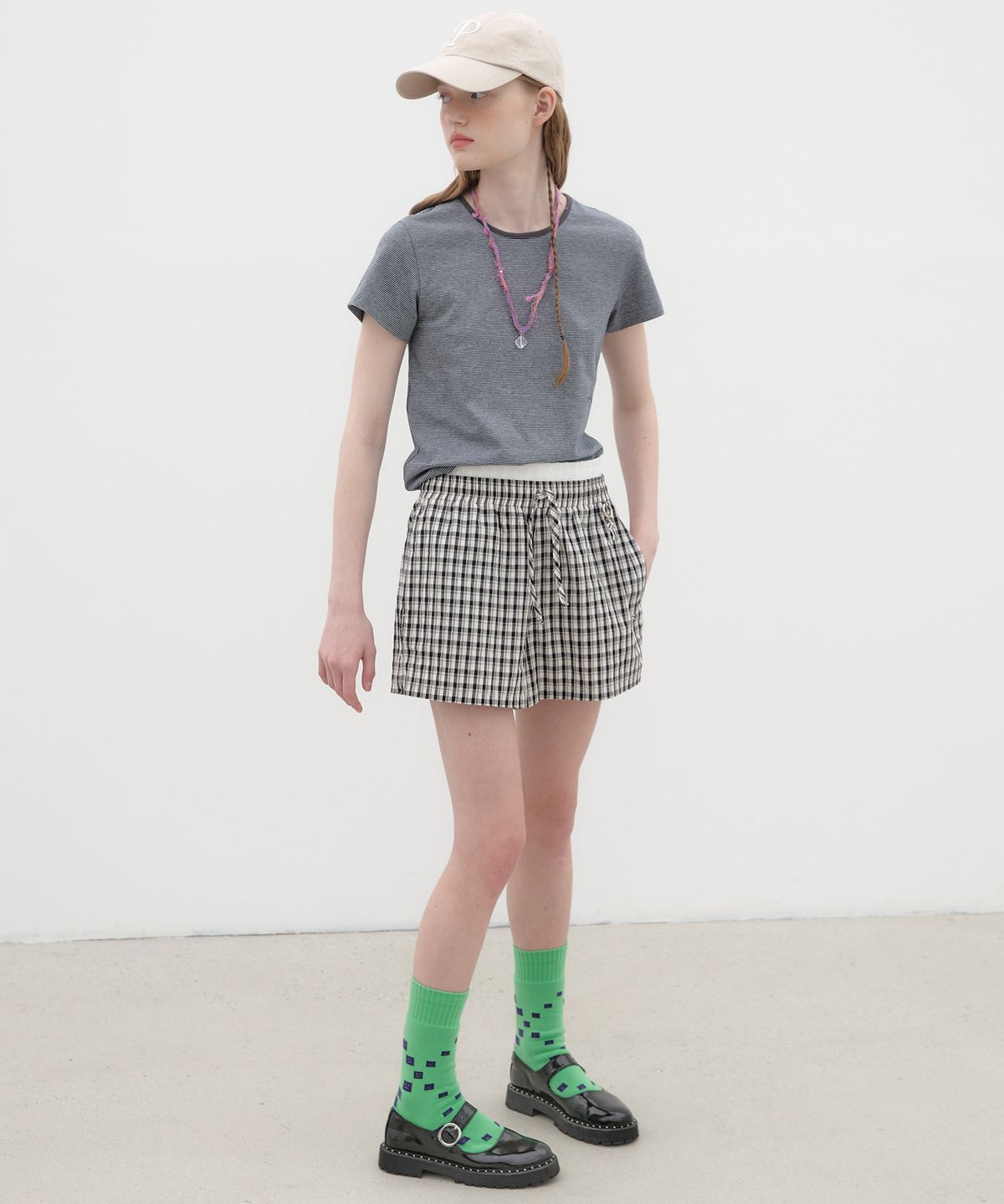 포에브(POEV) Checked Layered Boxer Shorts - Black