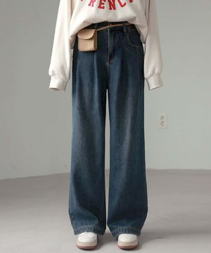 웰릿 핀턱 와이드 데님팬츠_33DP1785