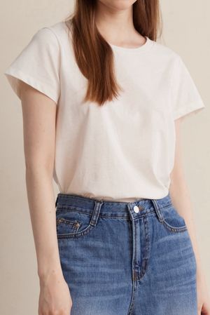 리사이클 수피마 코튼 반팔 티셔츠 화이트