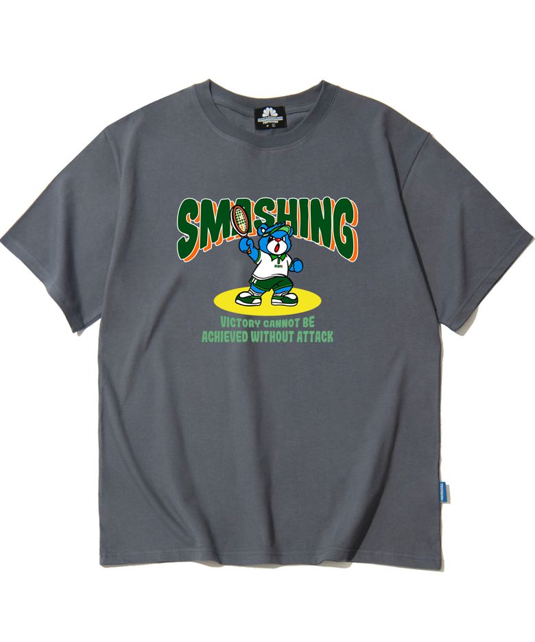 Smashing Bear 그래픽 티셔츠 - 그레이