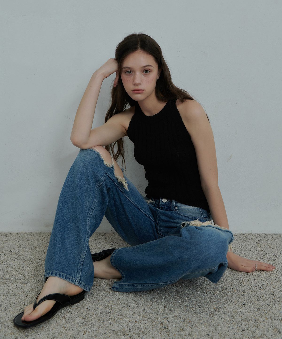 판도라핏(PANDORAFIT) [WIDE] Jack Damage Jeans