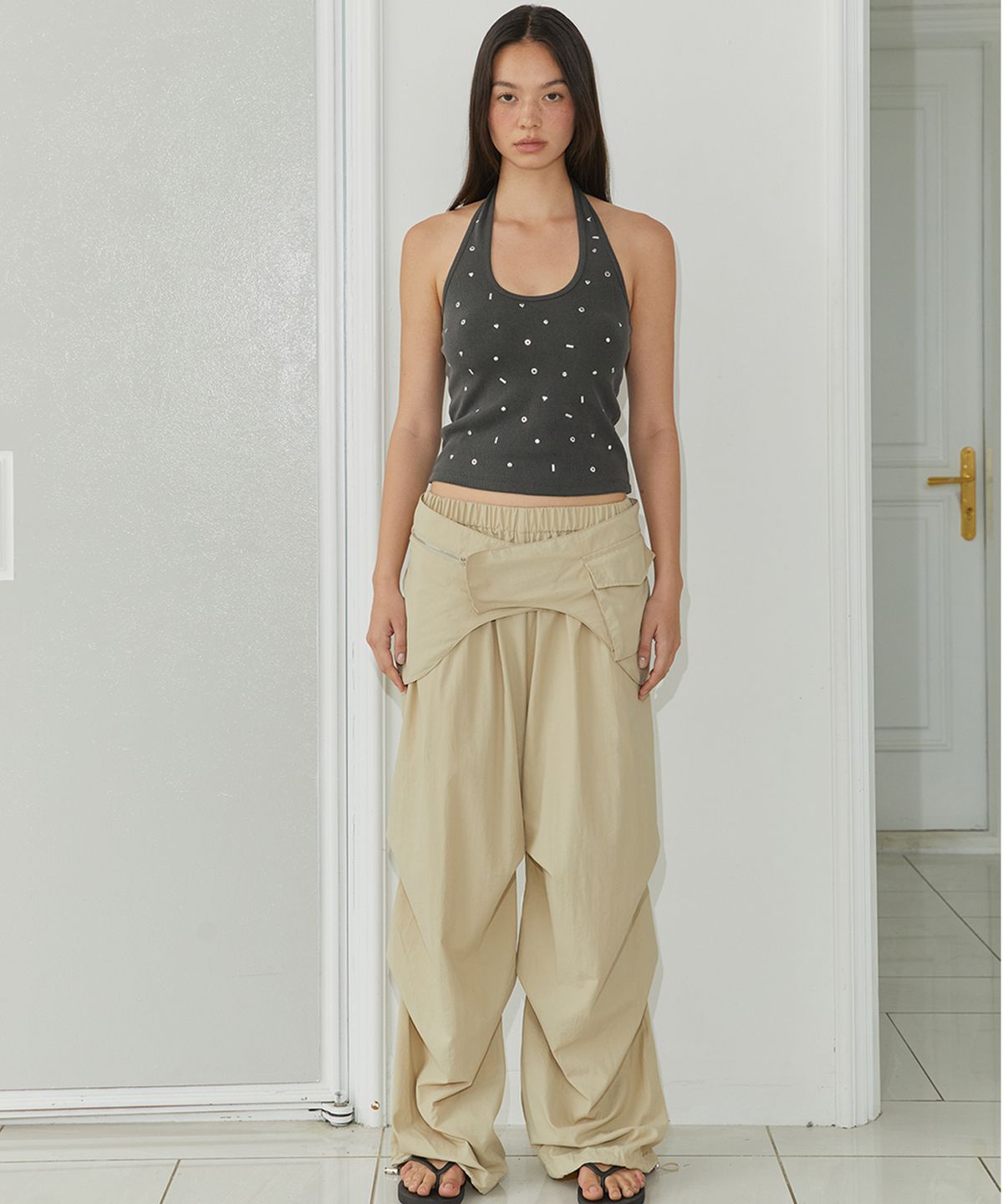 모어댄파라다이스(MORE THAN PARADISE) BELT LAYER PANTS / BEIGE
