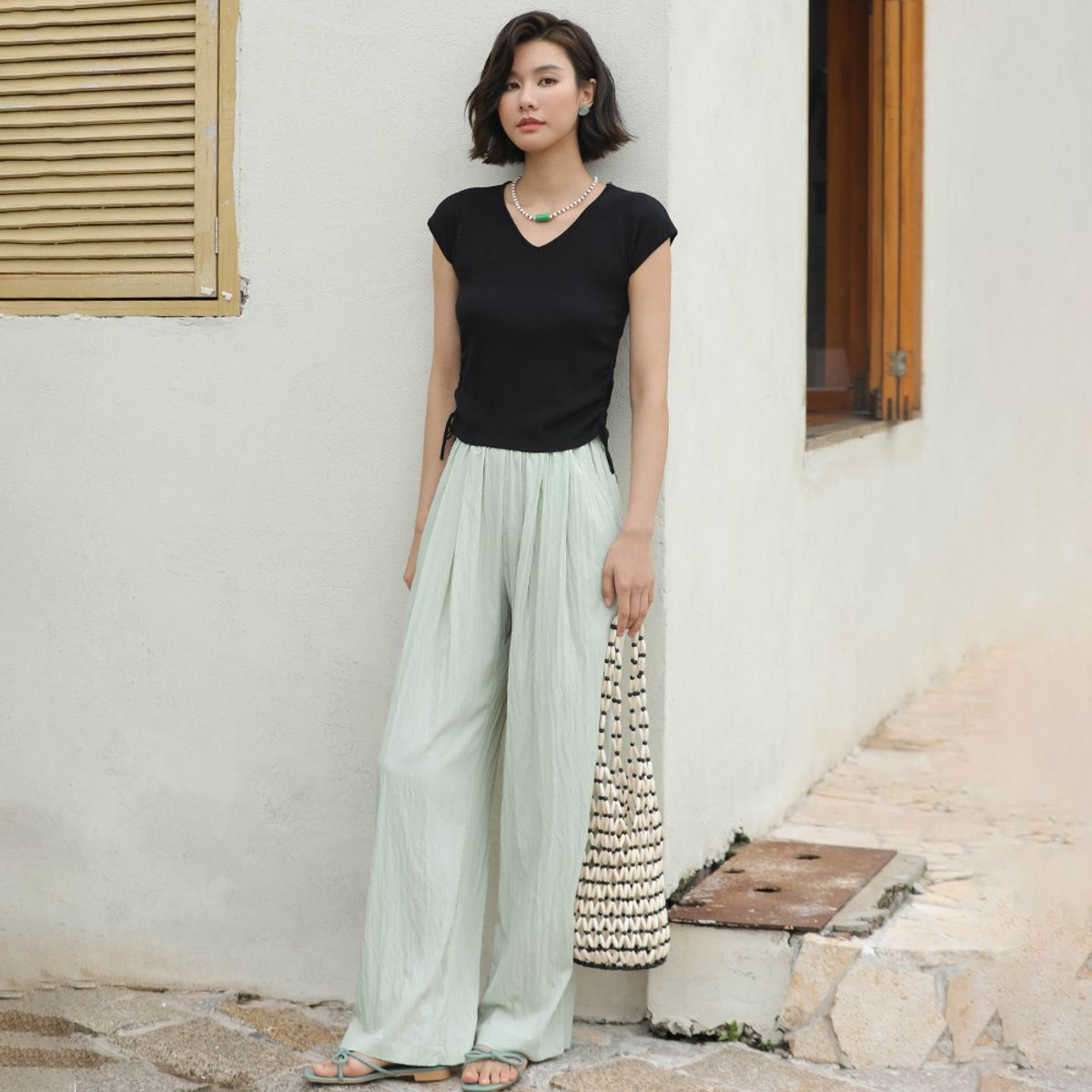 랭썬(LANGSON) LS_High-waisted summer pants