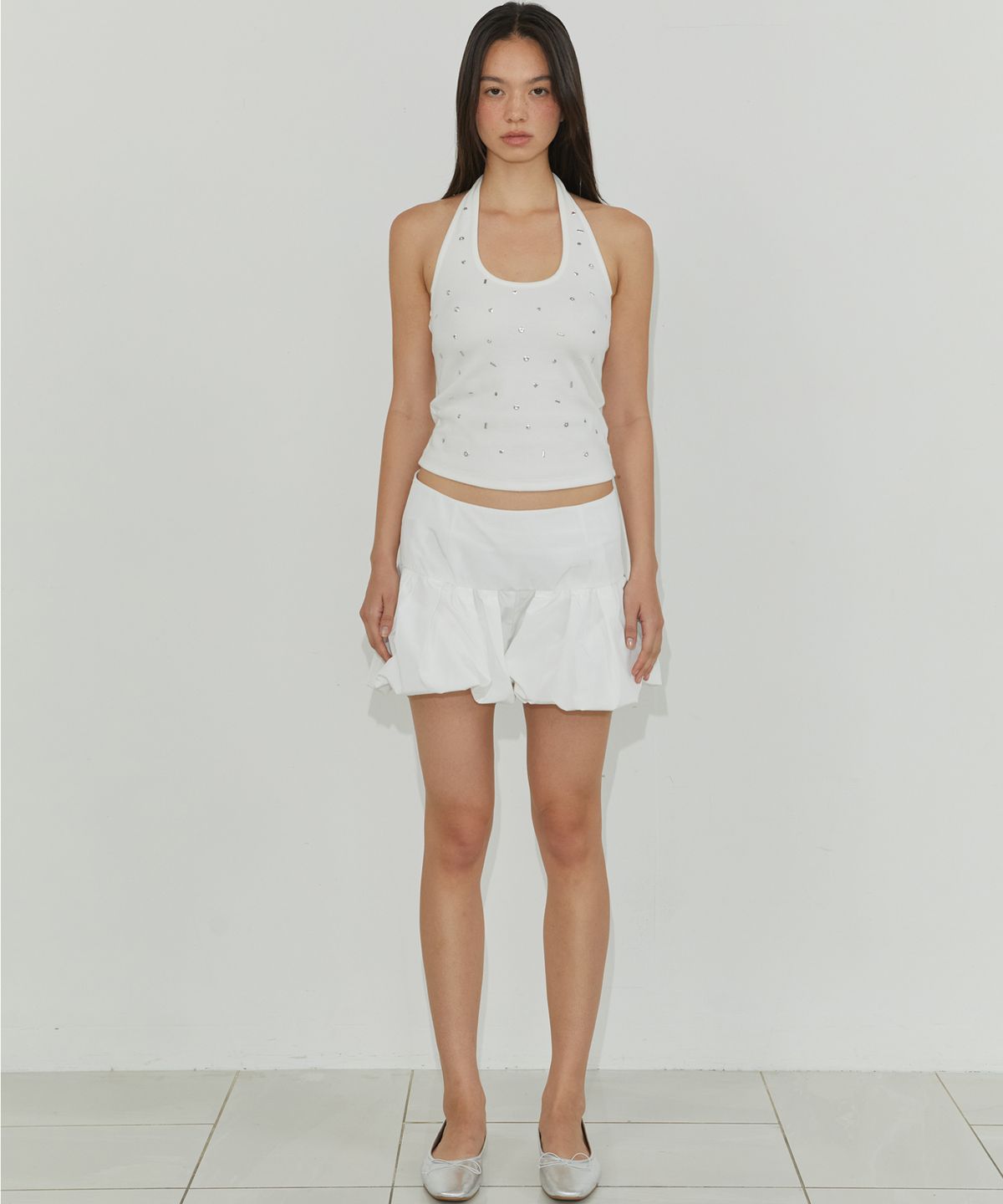모어댄파라다이스(MORE THAN PARADISE) BUBBLE HEM SHORTS / IVORY