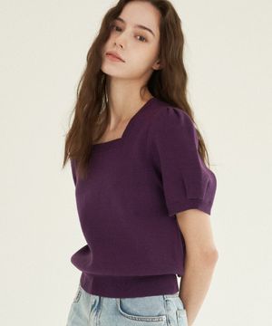 스퀘어넥 퍼프 슬리브 니트_ZE2SW642_LPP