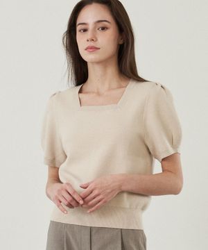 스퀘어넥 퍼프 슬리브 니트_ZE2SW642_CRM