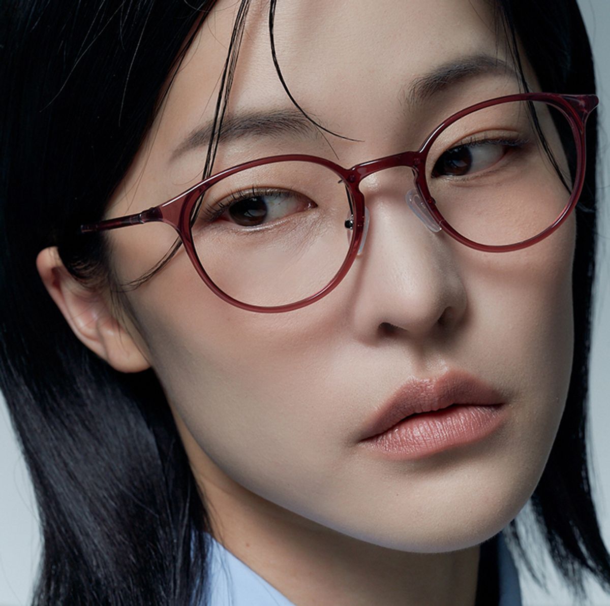 알로아이웨어(ALO EYEWEAR) [AIR FLEX] AL6401 1515G 에어플렉스 초경량_투명레드 라운드 안경테_블루라이트 렌즈 선택