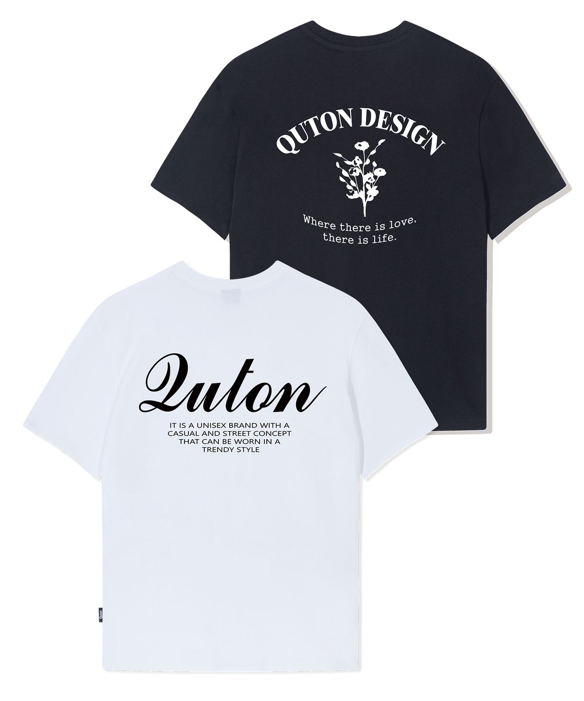 쿠톤(QUTON) [SET]백레터링 헤비 반팔티셔츠 2COLOR
