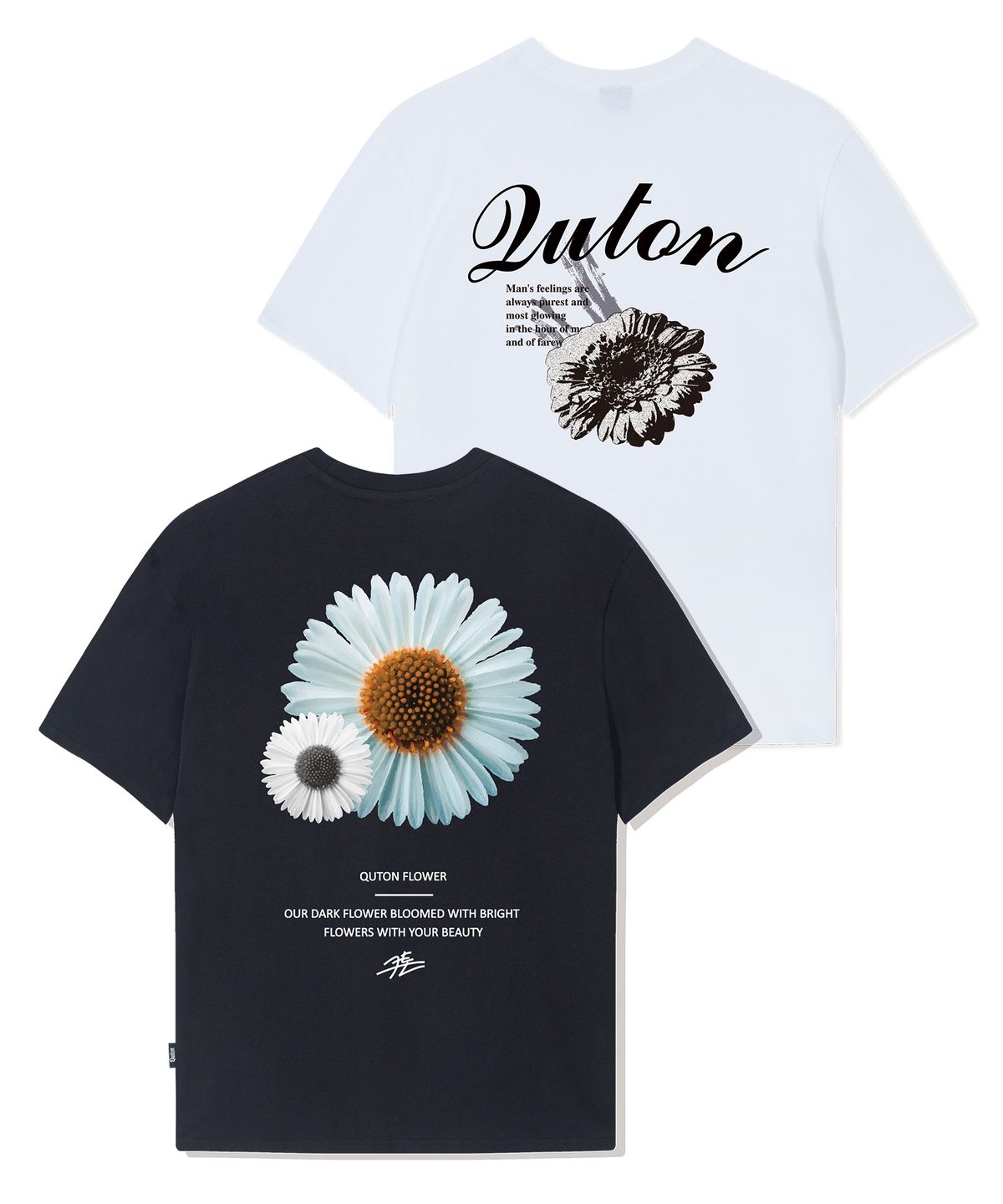 쿠톤(QUTON) [SET] DF 플라워 헤비 반팔티셔츠 2COLOR