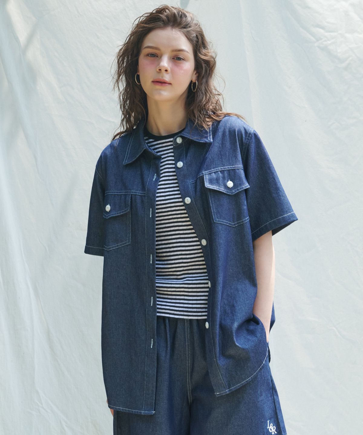 로시로우(LOSSYROW) L&R blue sea water denim shirts DeepBlue