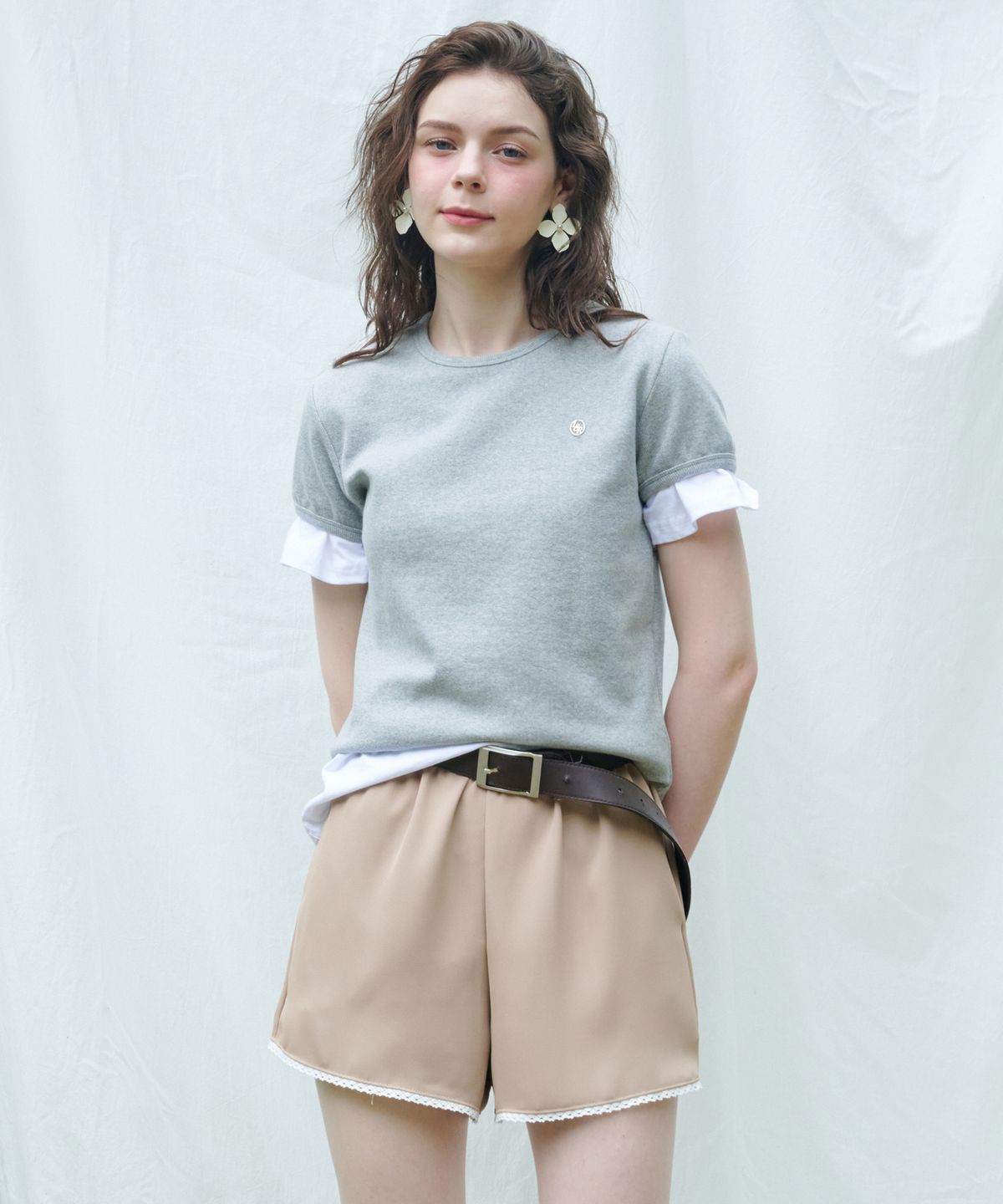 로시로우(LOSSYROW) Lace rayon shorts Beige
