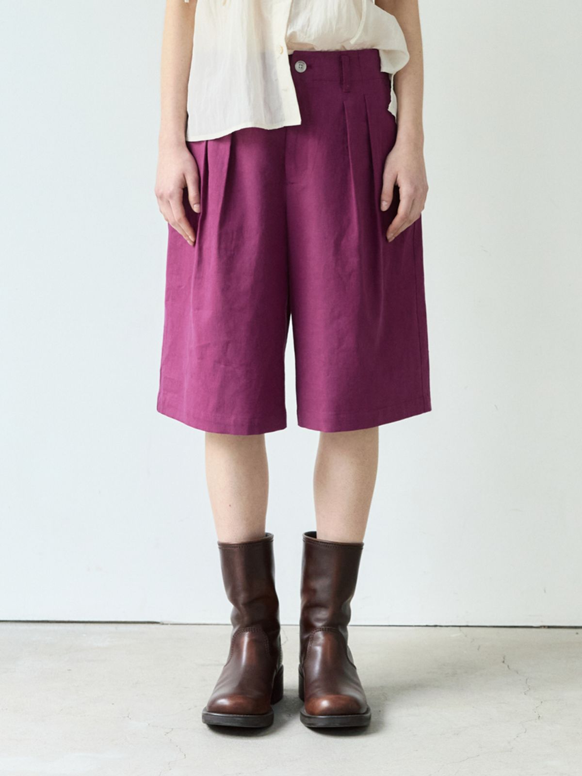 시엔느(SIENNE) Henri Linen Shorts (Purple)