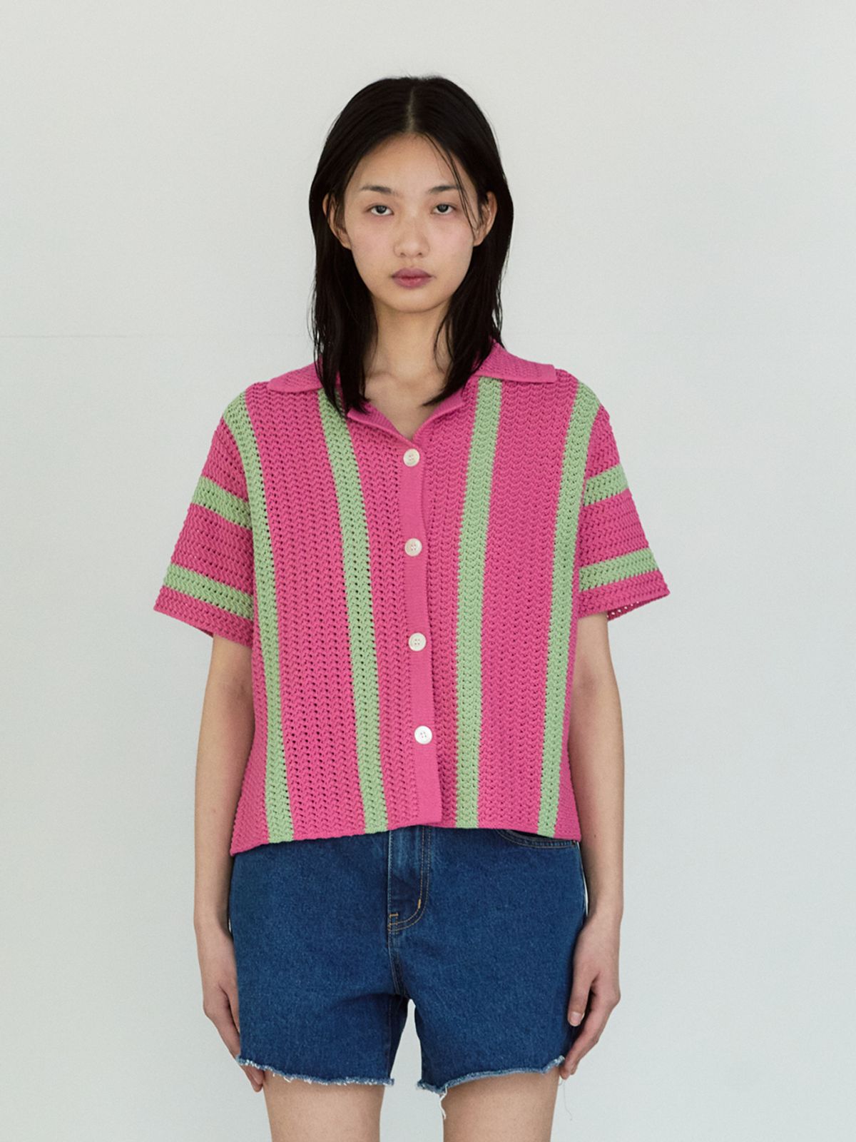 시엔느(SIENNE) Vetiver Crochet Cardigan (Magenta)
