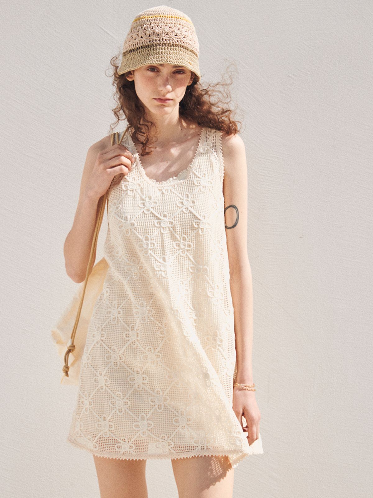 오앨(OUEL) CROCHETLACE MINI DRESS_IVORY