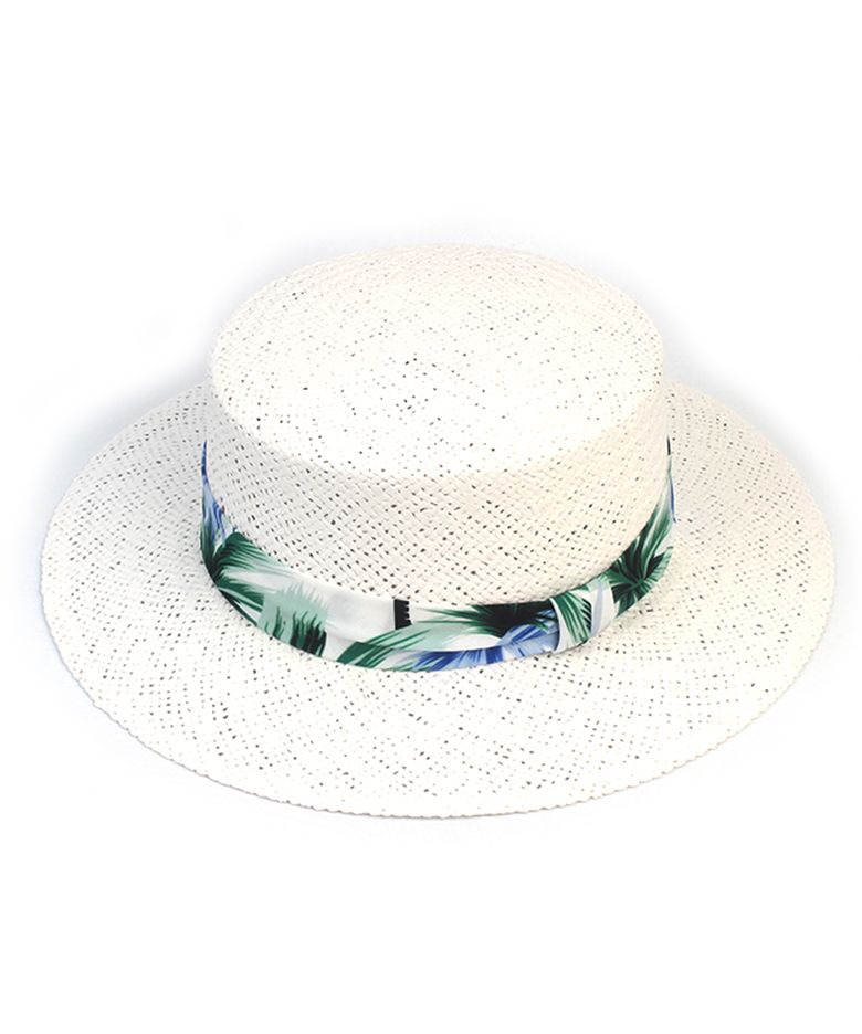Hawaii Line White Flat Panama Hat 여름모자