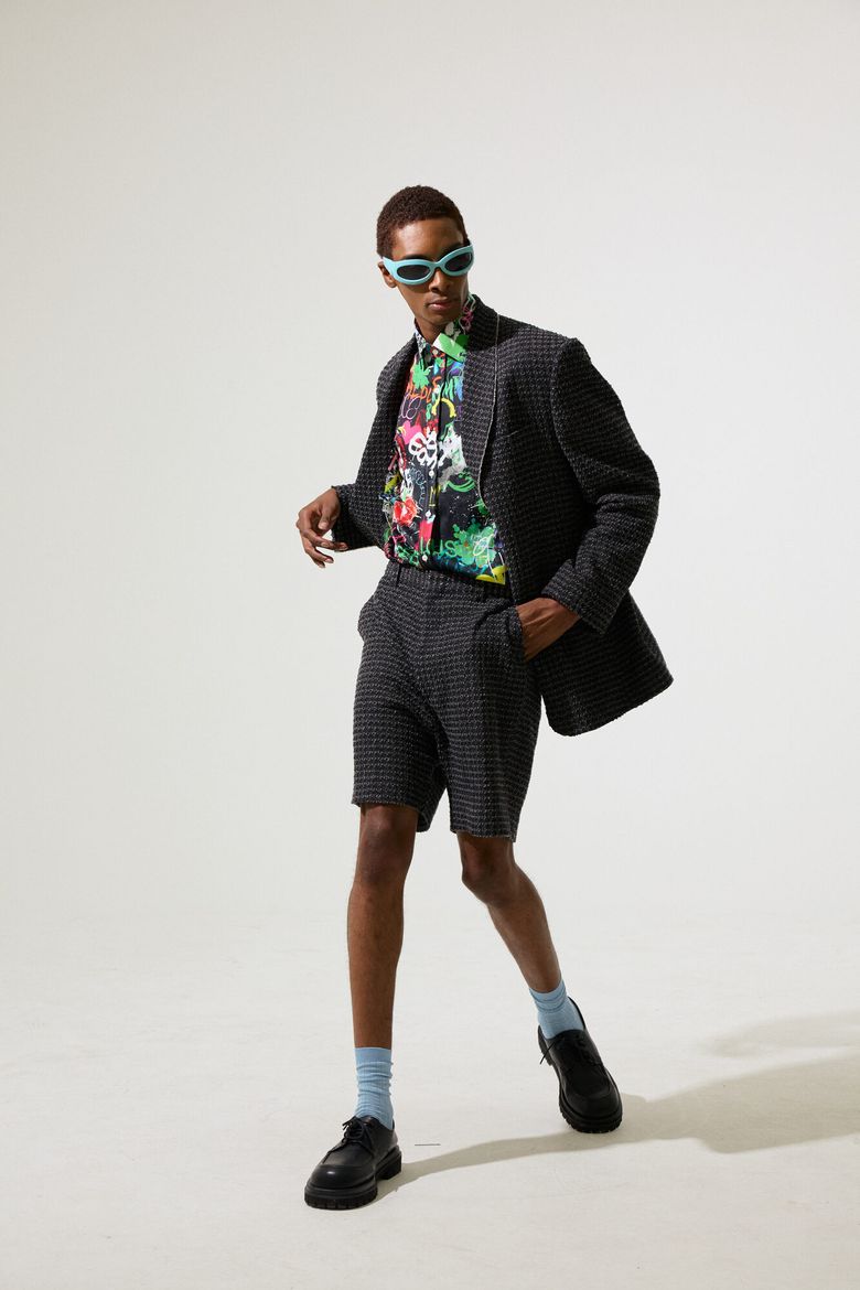 Black issue 12 Tweed Slim Fit Suit Shorts
