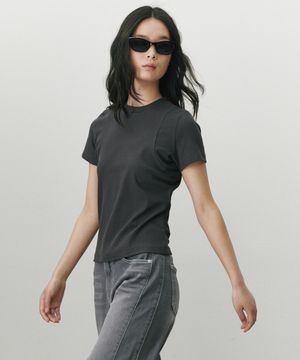 커버스티치 티 셔츠 다크 그레이