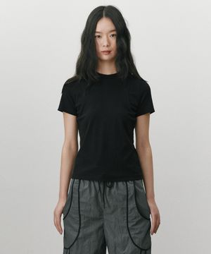 커버스티치 티 셔츠 블랙