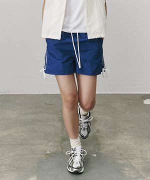 리본 나일론 쇼츠 블루