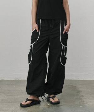 바인딩 아웃 포켓 트랙 팬츠 블랙