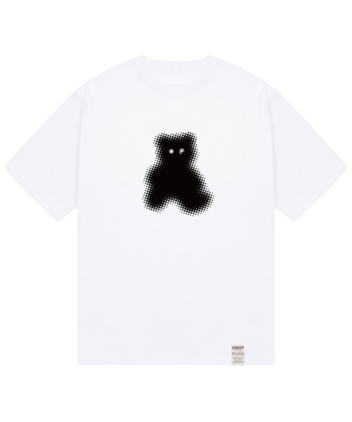 그레이버(GRAVER) [UNISEX]도트 실루엣 베어 반팔티_화이트