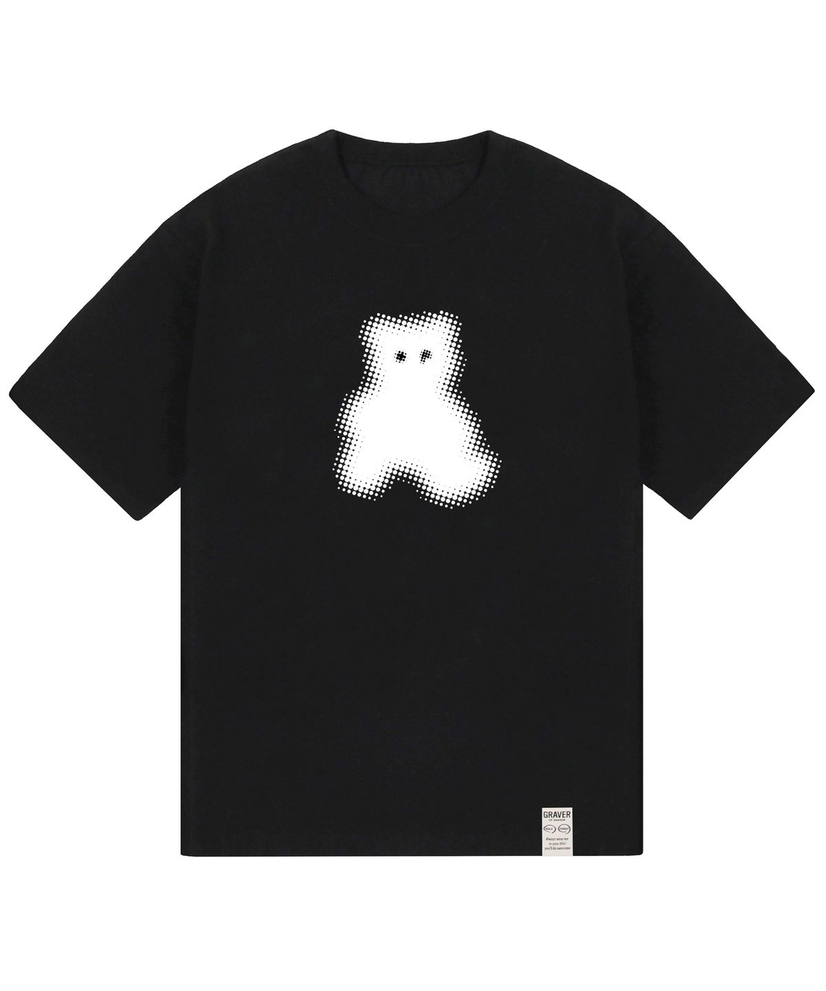 그레이버(GRAVER) [UNISEX]도트 실루엣 베어 반팔티_블랙