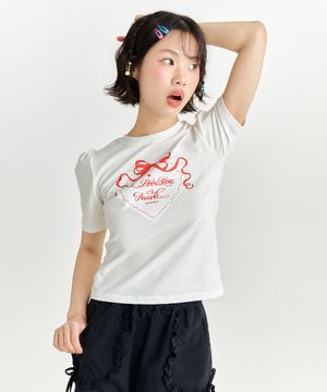 레드 하트 티셔츠 - 화이트