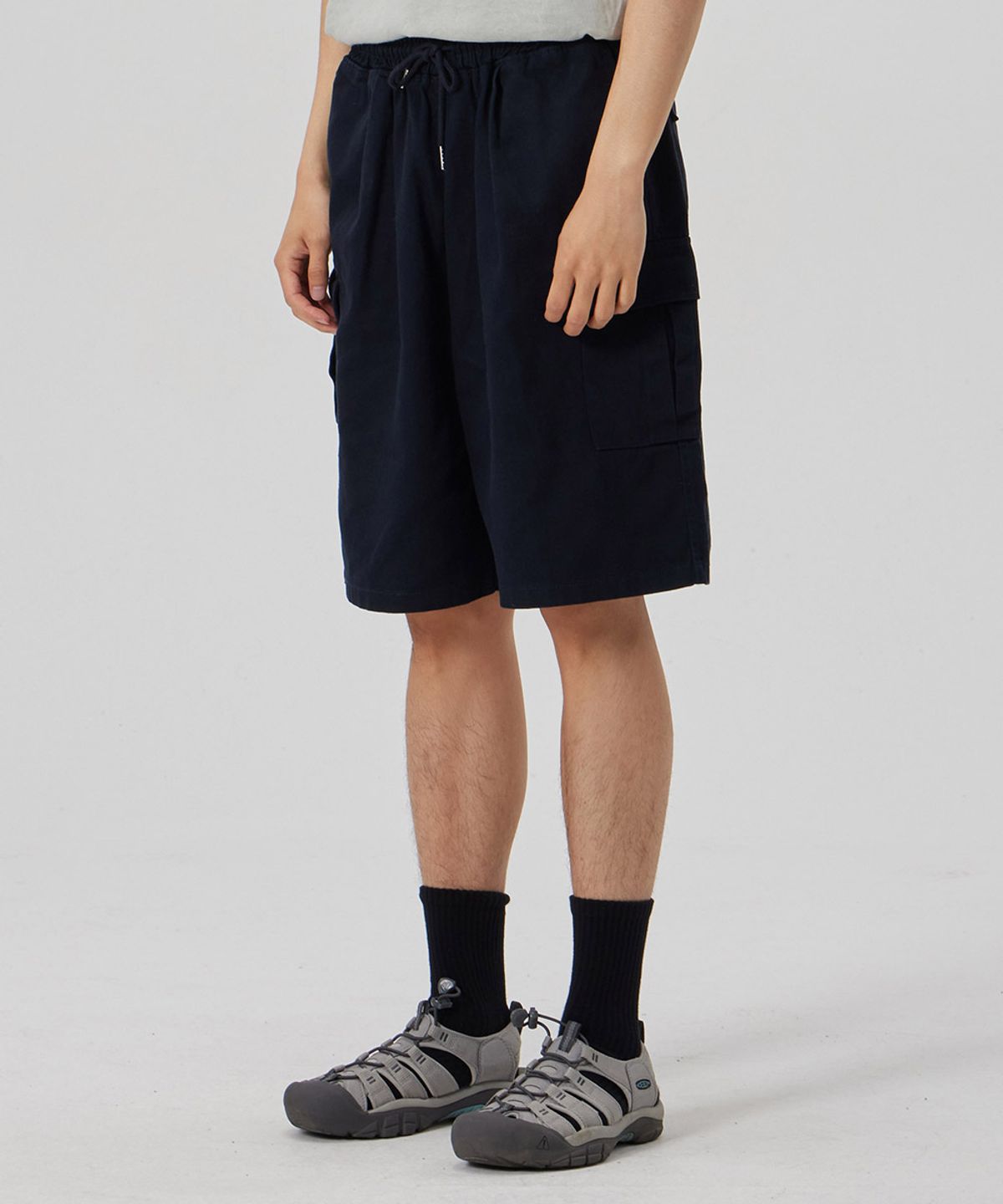 메이킷투(MAKEITTO) 6 POCKETS SEMI WIDE CARGO HALF PANTS_NAVY