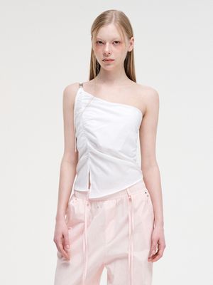 One Shoulder Buckle Blouse White