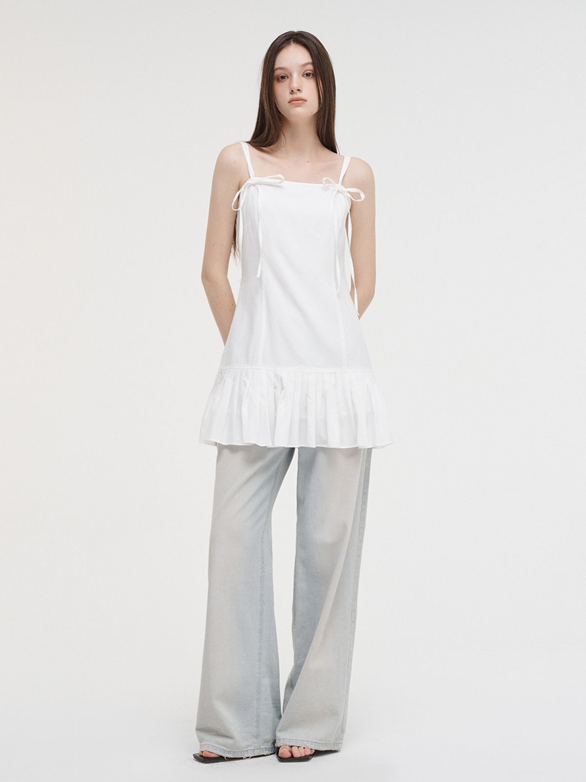 에트몽(ETMON) Slip Pleats Mini Dress White