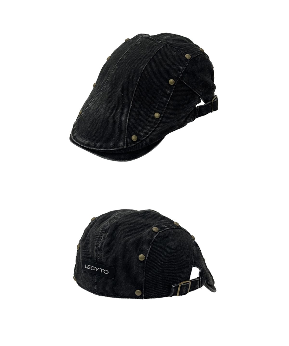 레씨토(LECYTO) Stud Washed Hunting Cap_[Black]