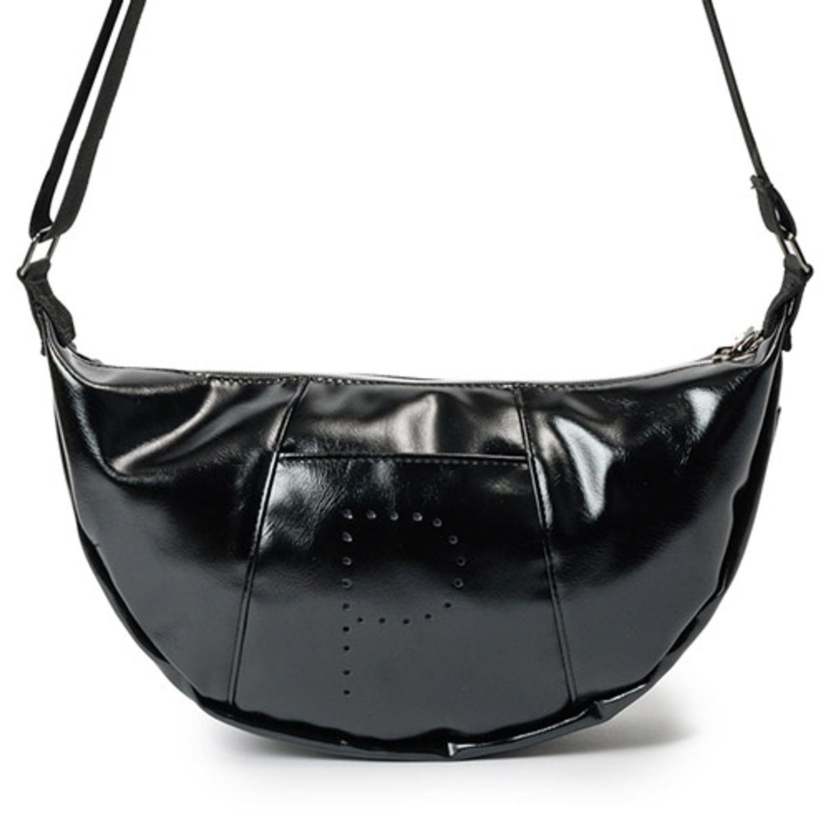 핍스(PEEPS) shiny punching logo cross bag(black)