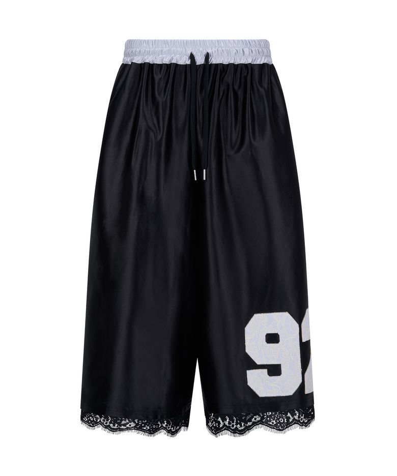 Lace Sateen Bermuda Pants_[Black]