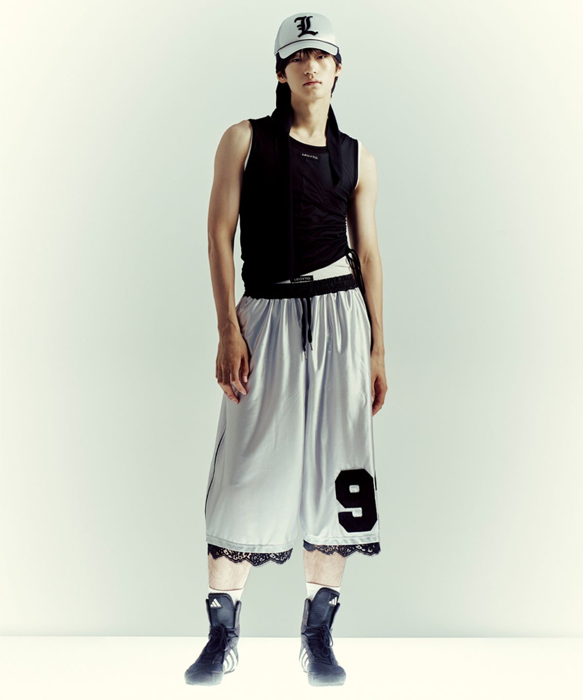 레씨토(LECYTO) Lace Sateen Bermuda Pants_[Silver]