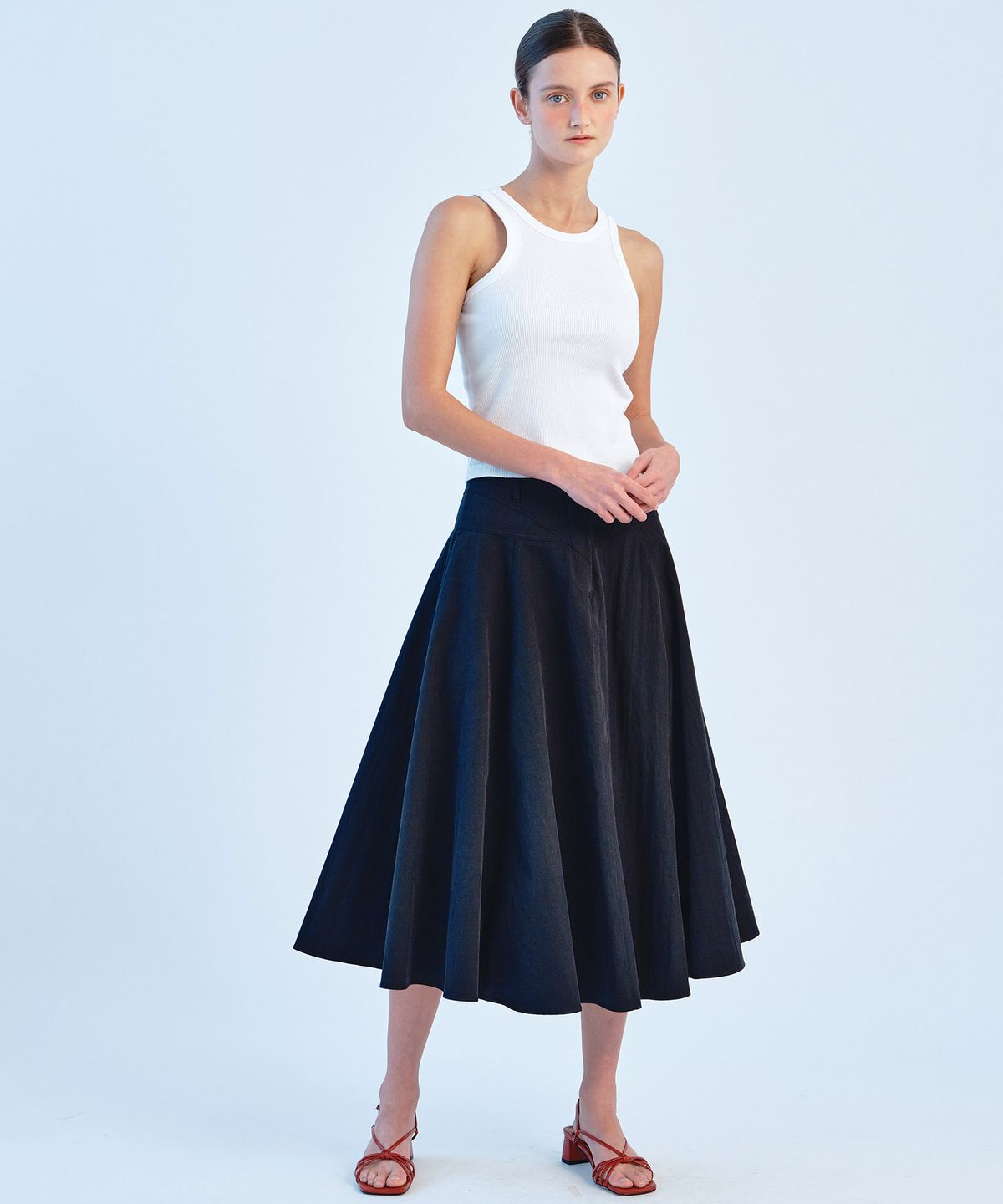쏘이르(SO IR) FLARED FULL SKIRT - BLACK