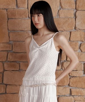 FLOWER WAFFLE SLEEVELESS TOP_IVORY