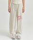 핑크 리본 조거팬츠 - 멜란지 베이지