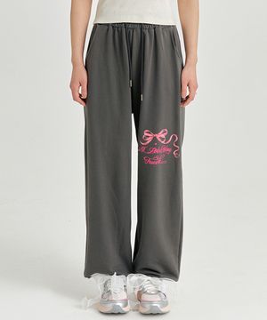 핑크 리본 조거팬츠 - 차콜