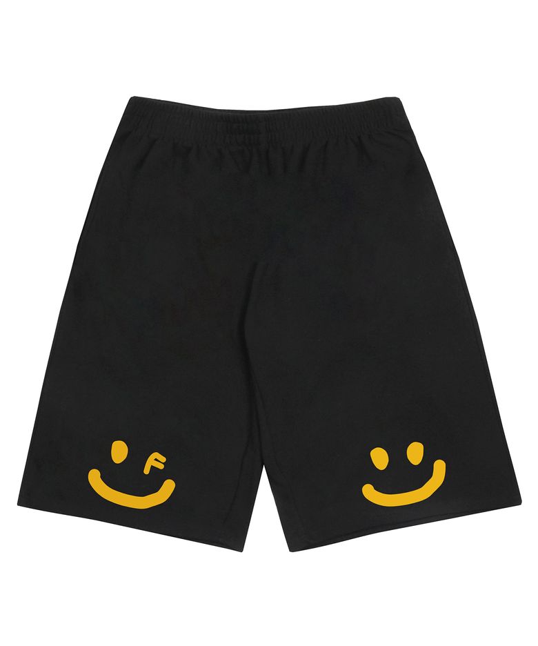[UNISEX]백 드로잉스마일 버뮤다 트레이닝 반바지_블랙