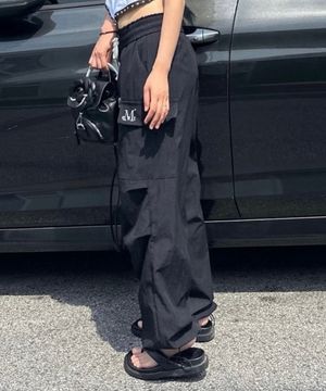 그로스 폴리 나일론 파라슈트 핀턱 스트링 카고 팬츠 남녀공용 (5컬러)