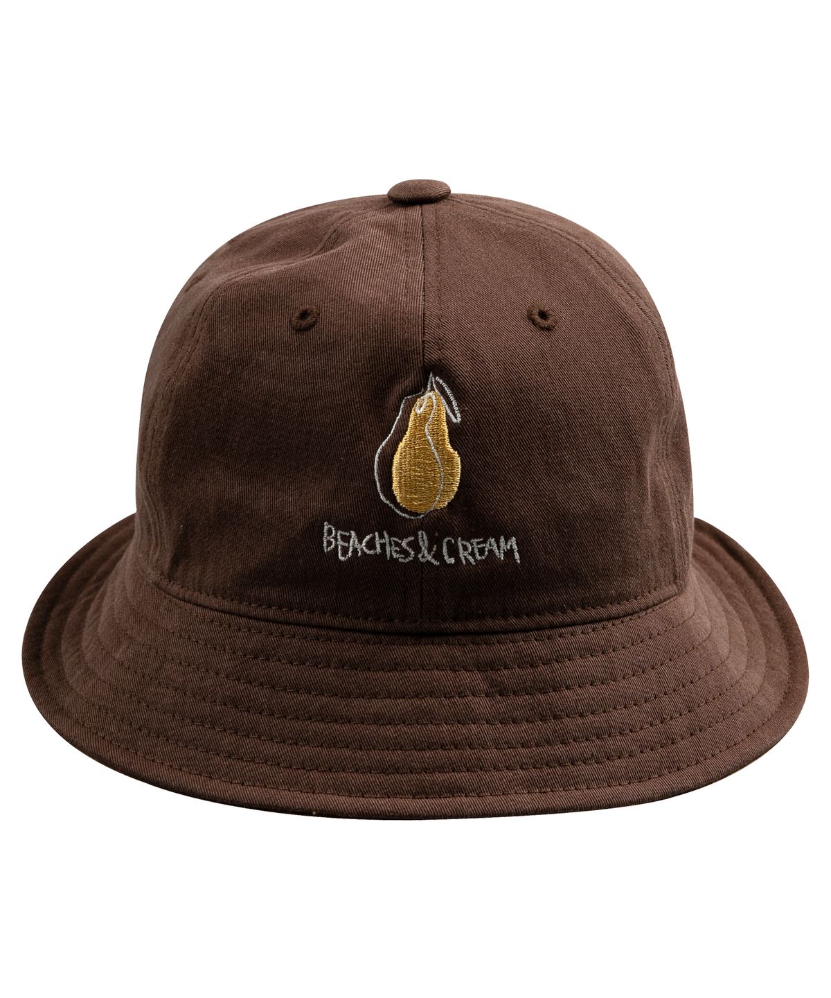 비치스앤 크림 키즈(BEACHESAND CREAM KIDS) 페어 자수 하프 버킷 햇-브라운(pear embroied Half Bucket Hat Brown)