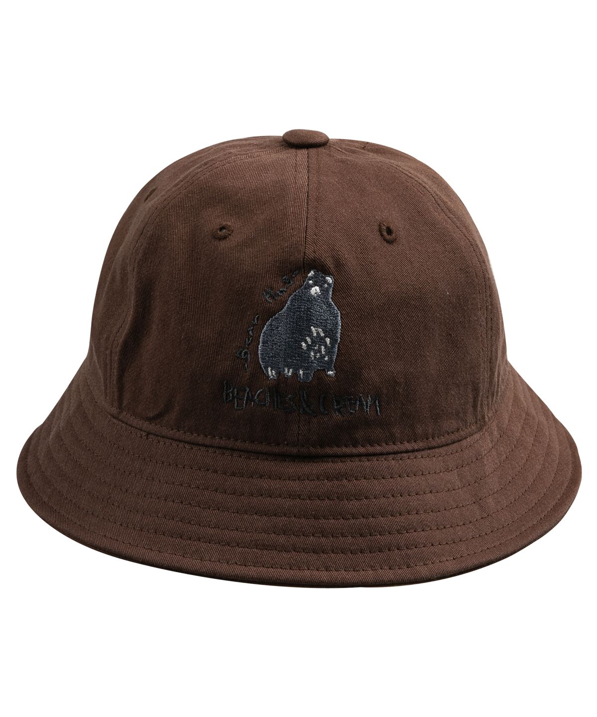 비치스앤 크림 키즈(BEACHESAND CREAM KIDS) 베어허그 자수 하프 버킷 햇-브라운(bear hug half bucket hat Brown)