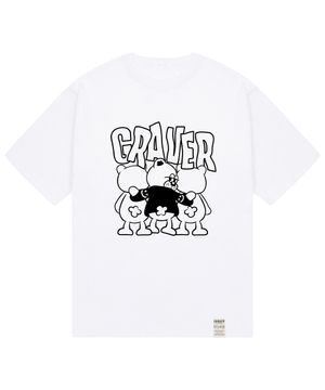 [UNISEX]3베어 코믹스 로고 반팔티_화이트