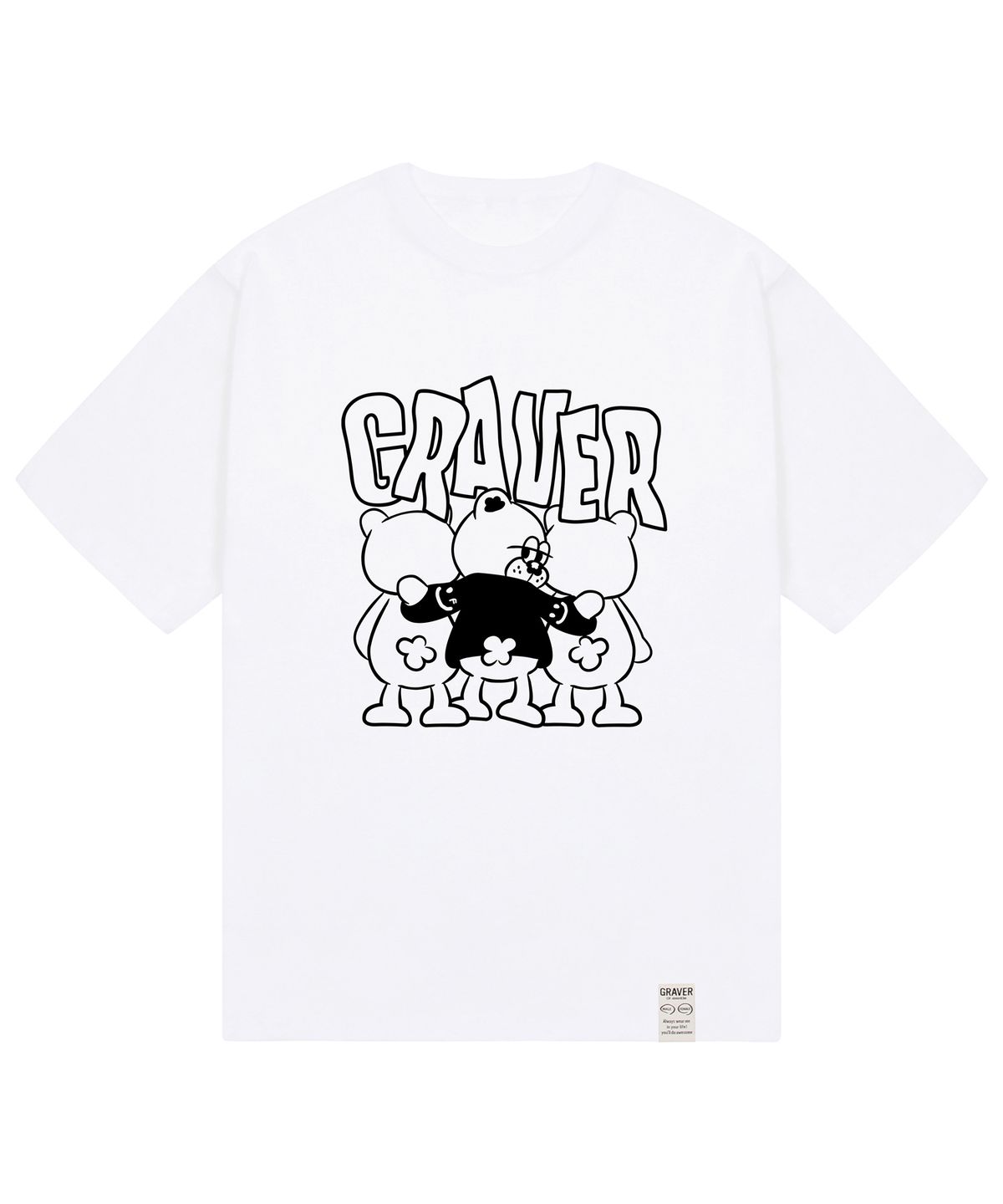 그레이버(GRAVER) [UNISEX]3베어 코믹스 로고 반팔티_화이트
