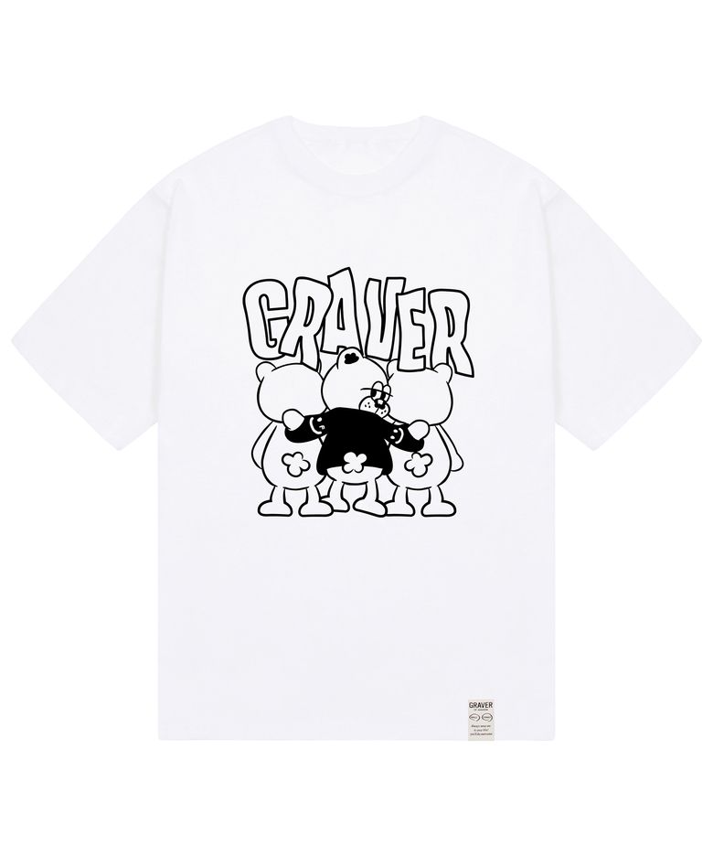 [UNISEX]3베어 코믹스 로고 반팔티_화이트