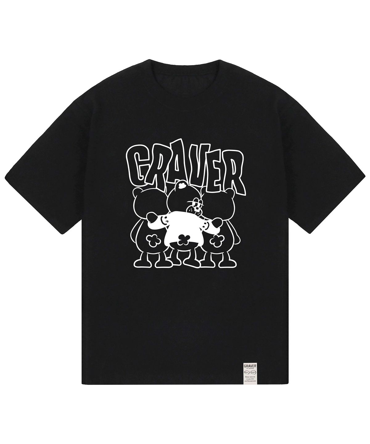 그레이버(GRAVER) [UNISEX]3베어 코믹스 로고 반팔티_블랙