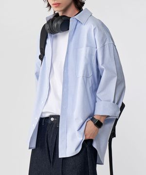 [2PACK]시티보이 빅오버핏 스트라이프 옥스포드 셔츠 2COLOR